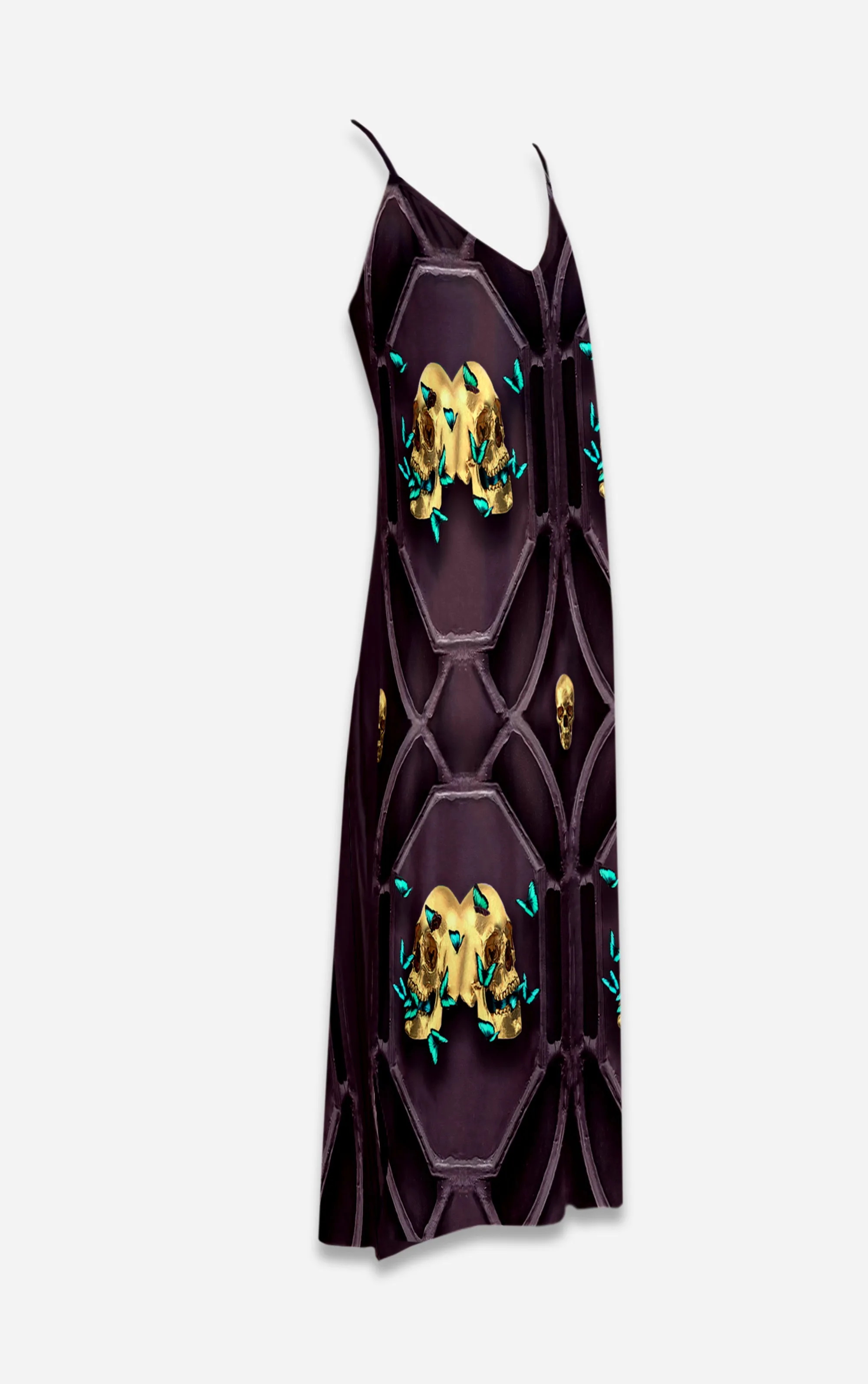 All Saints Double Nouveau- 100% Silk Satin French Gothic V Neck Slip Dress in Muted Eggplant Wine | Le Leanian™