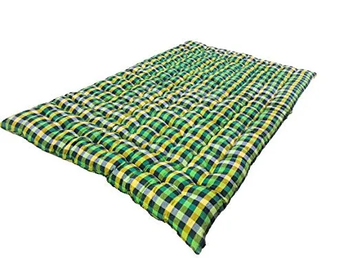 ATOOTFUSION Foldable Movable Soft Cotton Filled Cotton Quilt Mat | Cotton Quilt Mattress Gadda for Good Sleep (Cotton Quilt Mattress_72 x 36 Inch Fiber_Pillow)