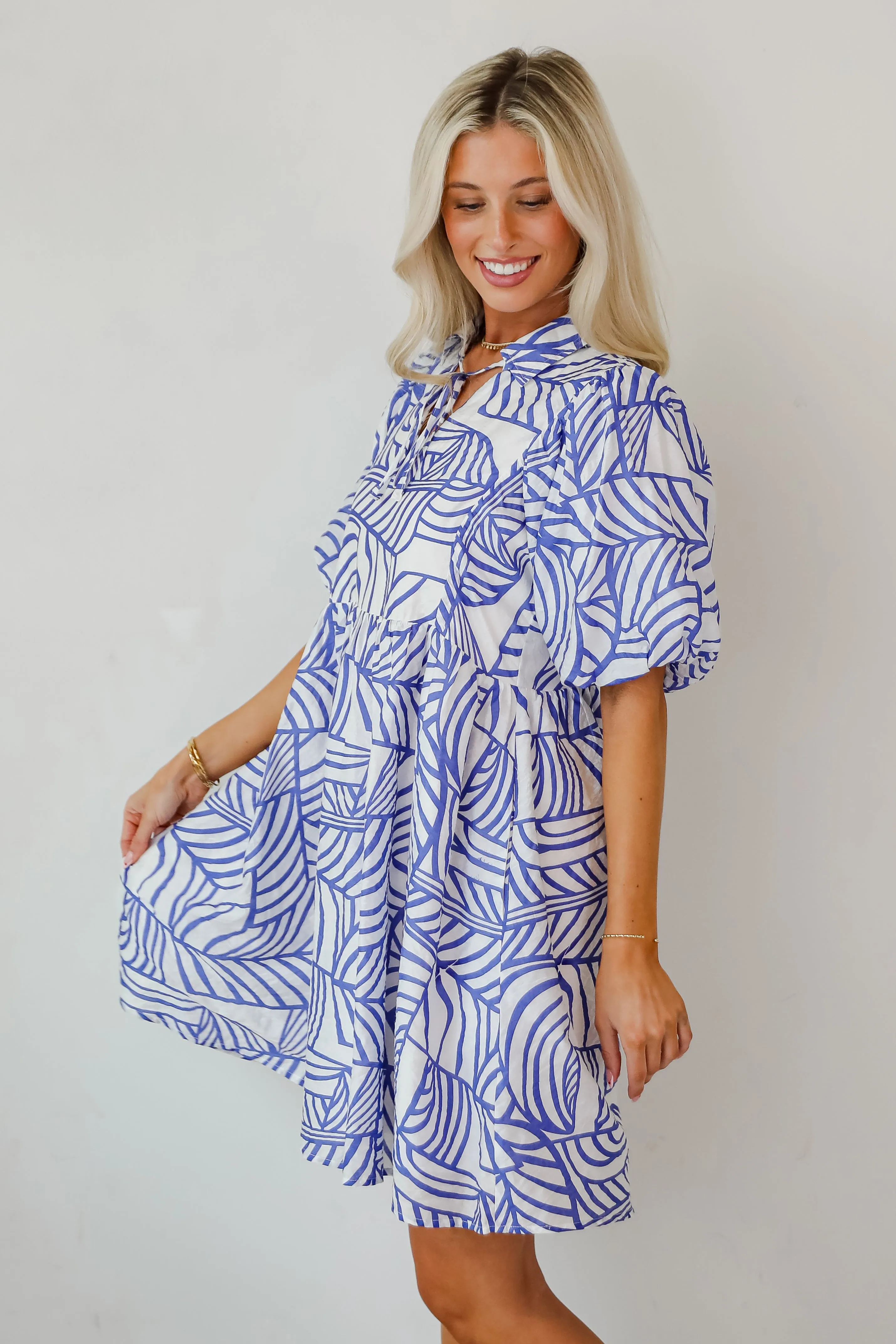 Cheerful Season Royal Blue Babydoll Mini Dress