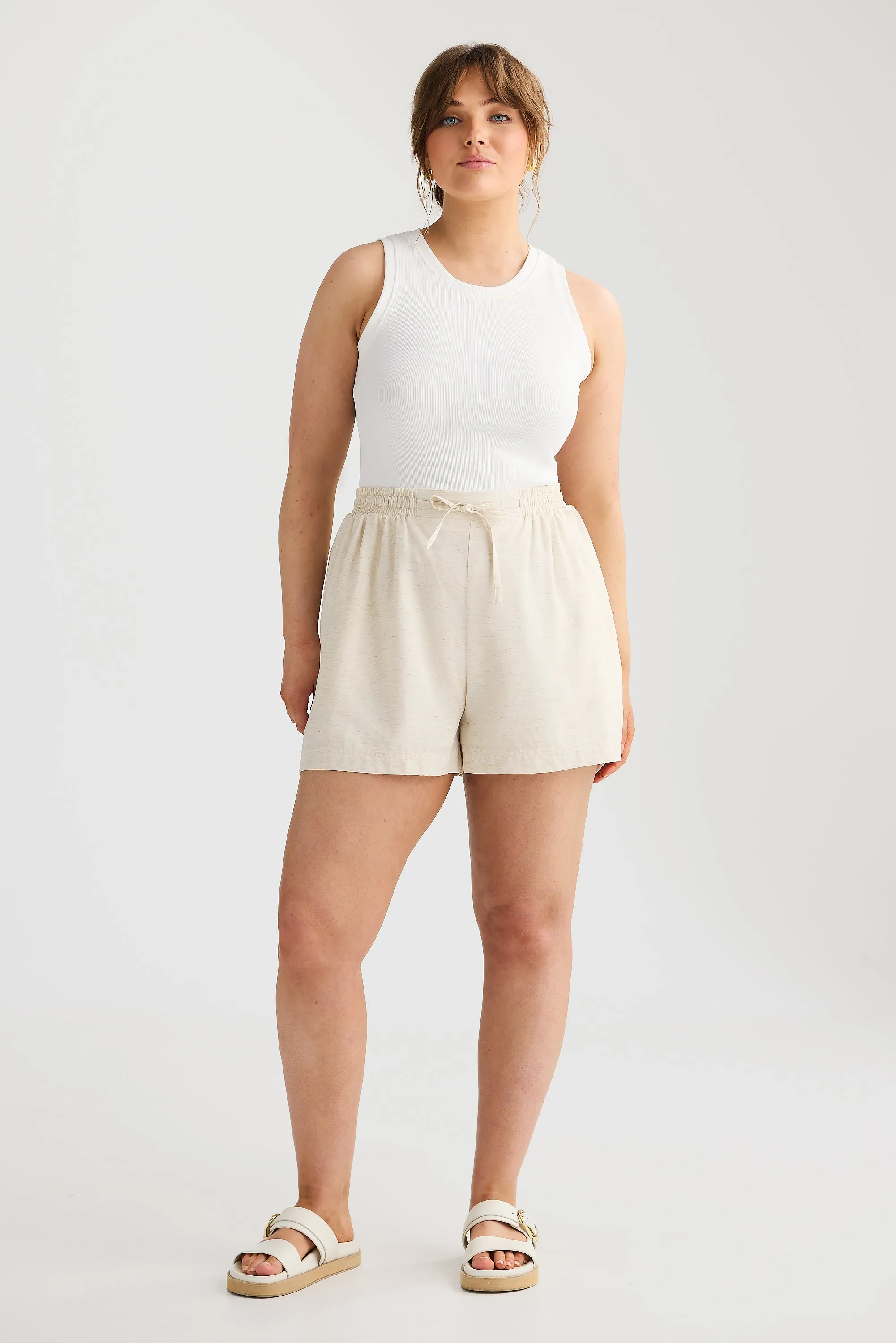 Core Ribbed Racer Back Tank - White