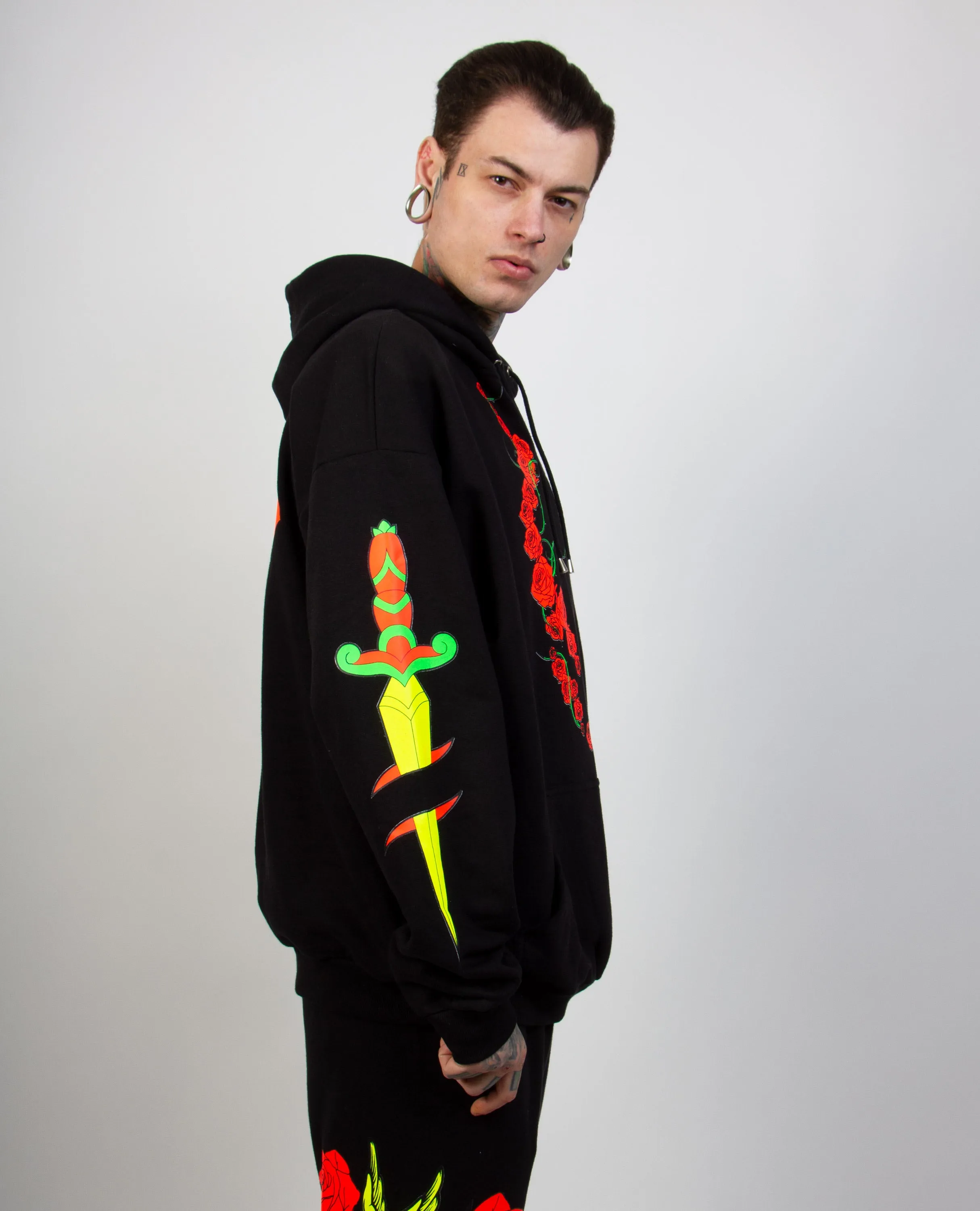 OVERSIZE TATTOO ROSE HOODIE
