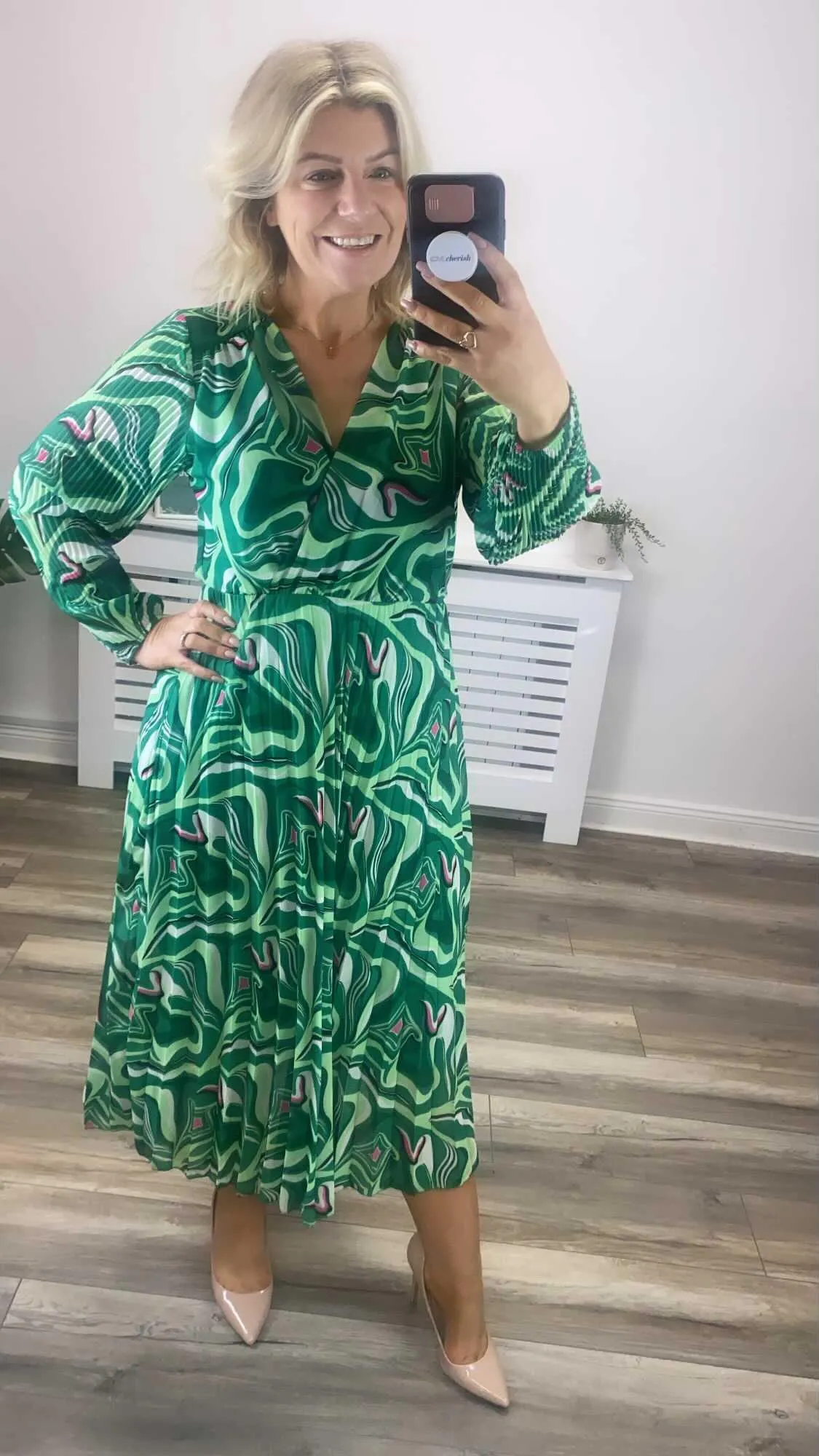 Patricia Midi Dress (Green Geo)