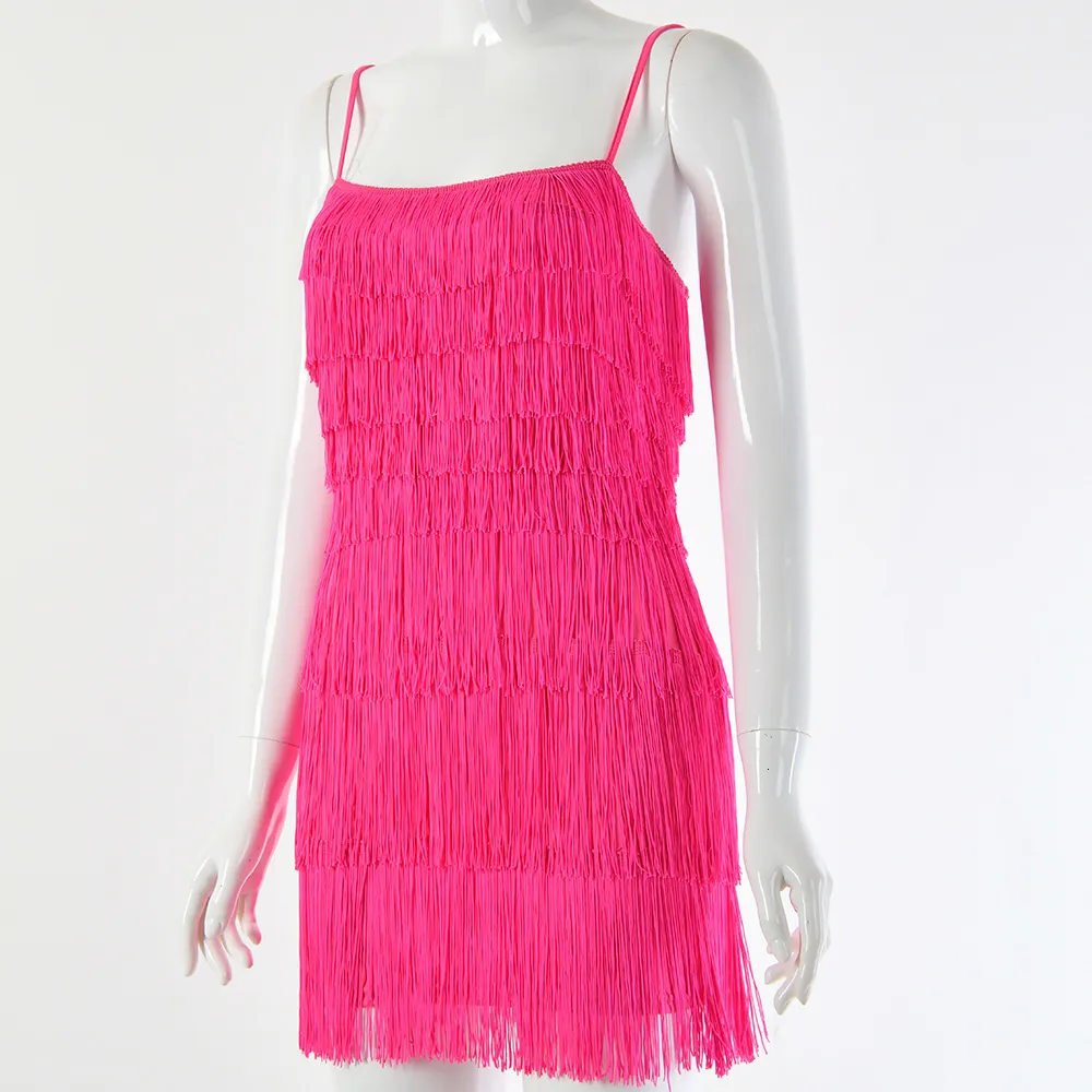 Women's Summer Sheath Polyester Short Dress With Tassels