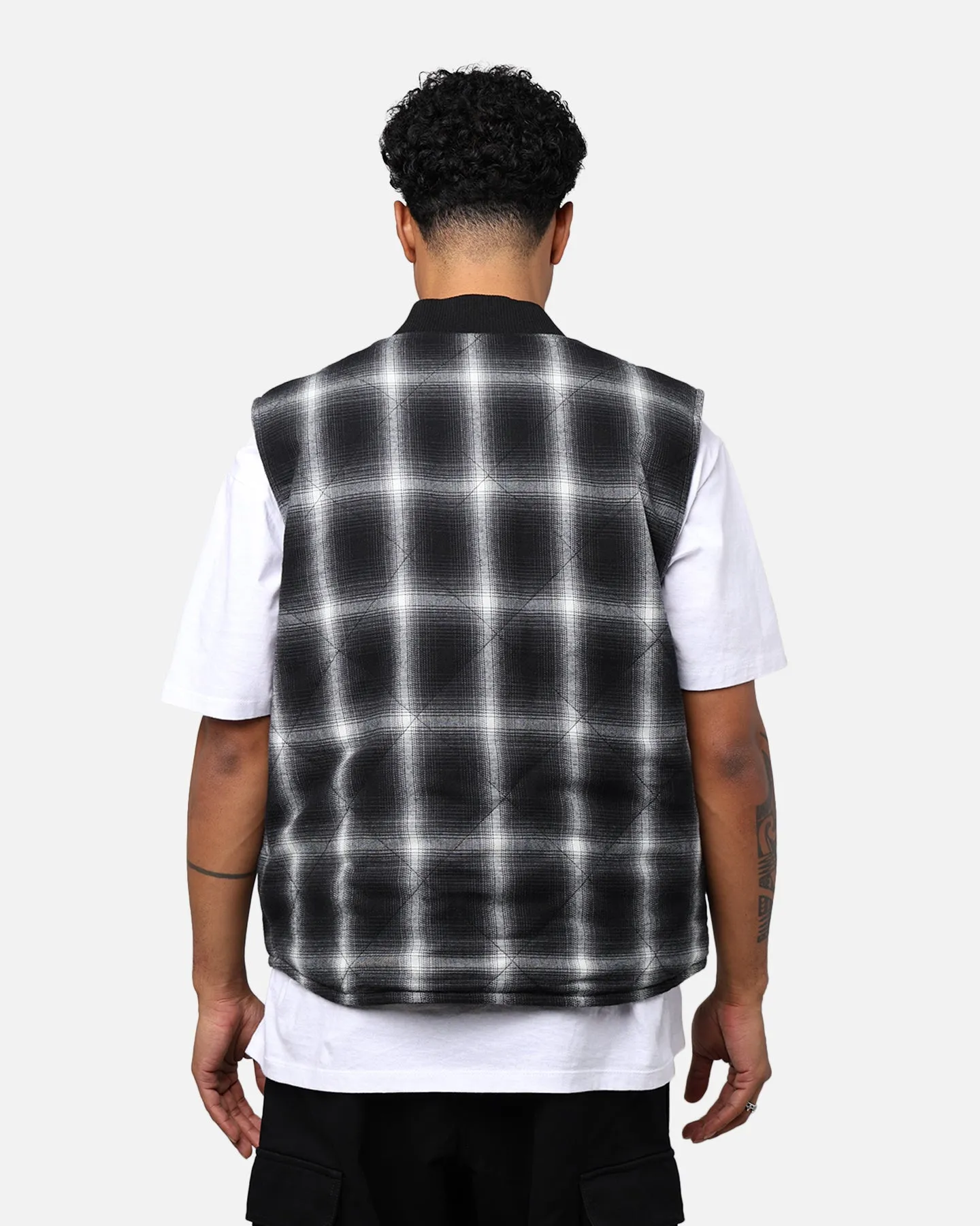 X-Large Ombre Plaid Reversible Vest Black