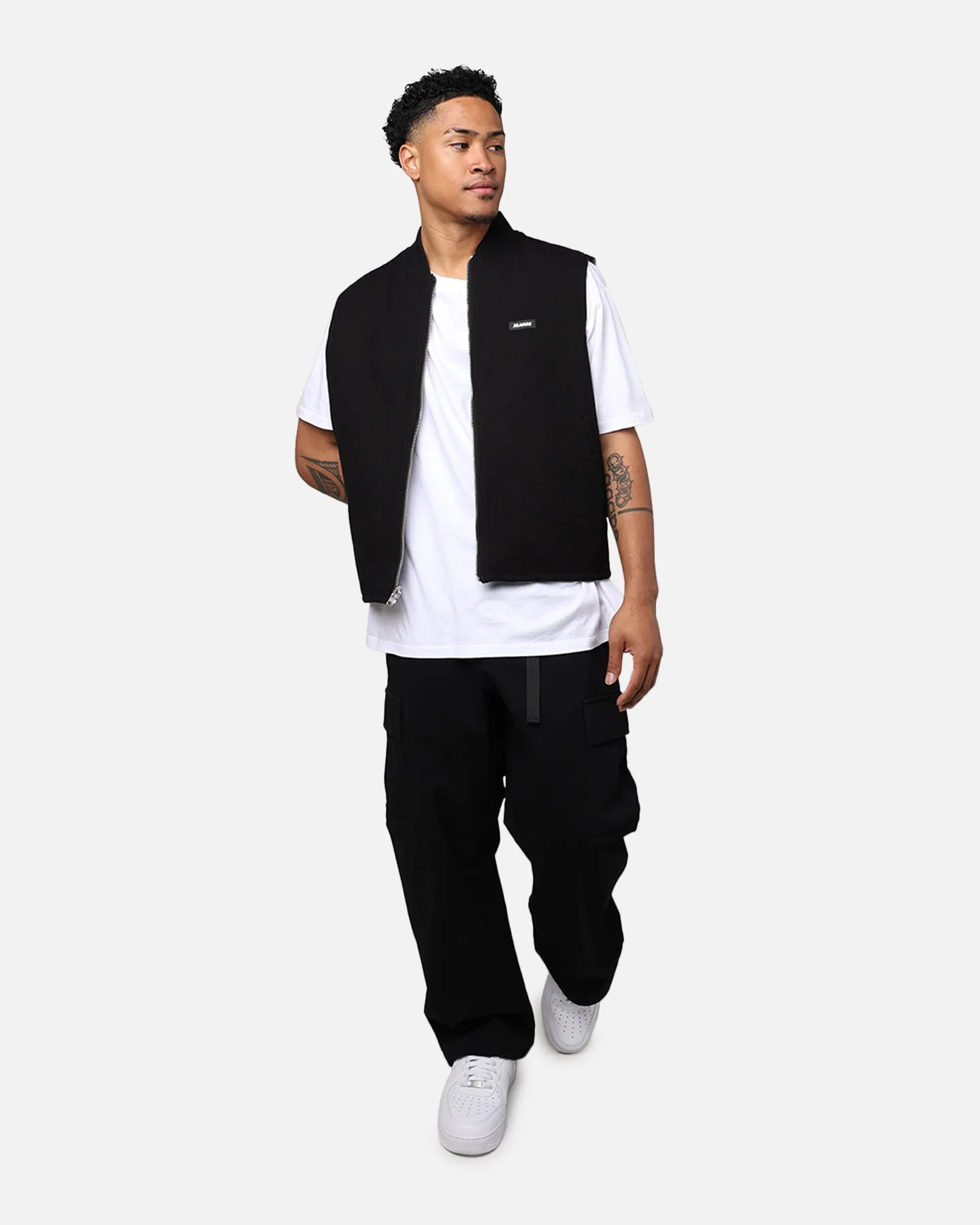 X-Large Ombre Plaid Reversible Vest Black