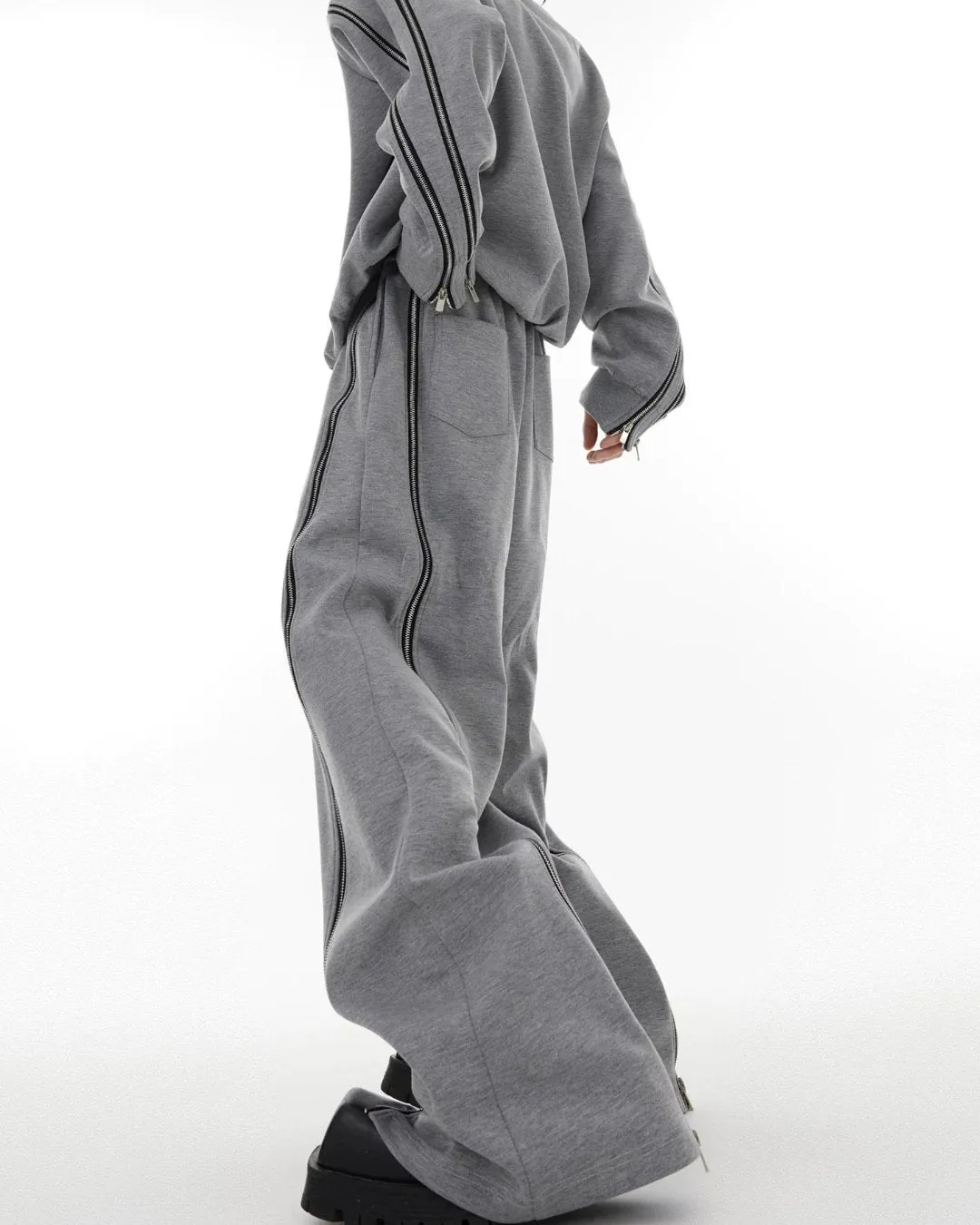 Zipper Design Sweatshirt & Sweatpants CLE0003